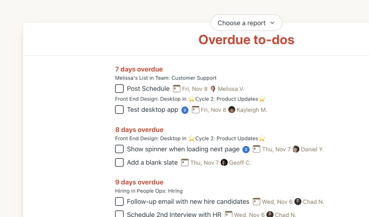 See everything that’s overdue